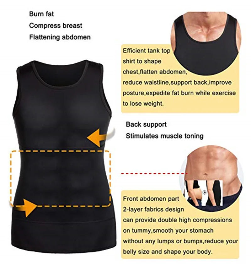 Slimming Vest Men'S Slimming Underwear Body Shaper Waist Cincher Corset Men Shaper Vest Body Slimming Tummy Belly Body Shapewear
