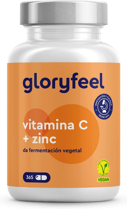 Vitamina C + Zinc - 365 Cápsulas - 1000Mg Vitamina C + 20Mg Zinc - Apoya El Sistema Inmunológico Y Reducen La Fatiga - Vitamina C Tamponada Con Protección Gástrica Y Ph Neutro - 100% Vegano