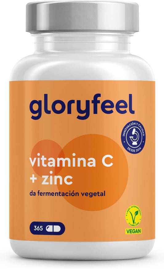 Vitamina C + Zinc - 365 Cápsulas - 1000Mg Vitamina C + 20Mg Zinc - Apoya El Sistema Inmunológico Y Reducen La Fatiga - Vitamina C Tamponada Con Protección Gástrica Y Ph Neutro - 100% Vegano